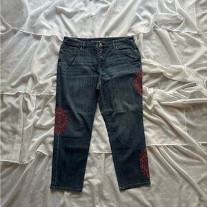 Chico's So Slimming Girlfriend Embroidered Ankle Jeans